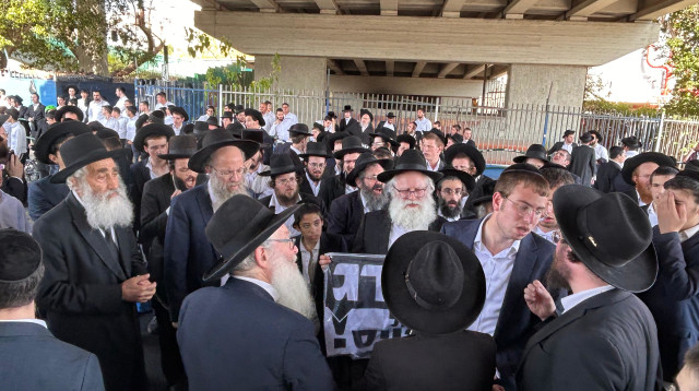 מחאת החרדים בכביש 4 (צילום: אבשלום ששוני)