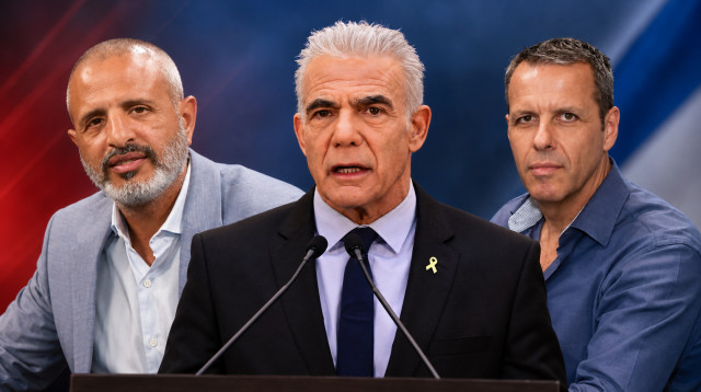 רונן צור. יאיר לפיד. גיא בוסי (צילום: אבשלום ששוני)