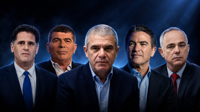 יובל שטייניץ, יוסי כהן, גל הירש, גבי אשכנזי, רון דרמר (צילום: פלאש 90)