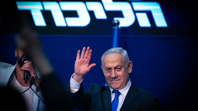נתניהו בבחירות 2020 (צילום: Olivier Fitoussi/Flash90)