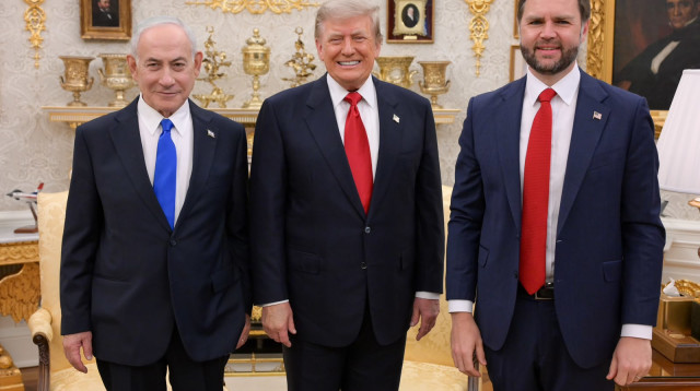 ג'יי די ואנס, דונלד טראמפ ובנימין נתניהו (צילום: מעיין טואף/לע״מ)