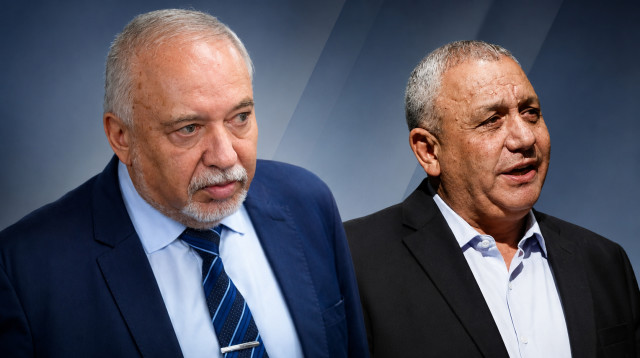 ליברמן ואייזנקוט (צילום: פלאש 90,בינה מלאכותית)