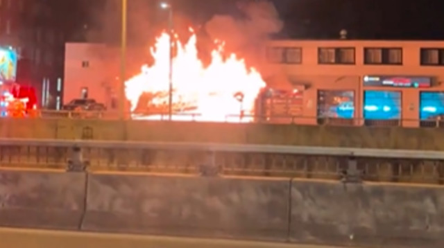 ההצתה במסעדת "נועם" בקנדה (צילום: צילום מסך רשתות חברתיות)