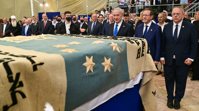 טקס העלאת עצמותיהם של סבו וסבתו של הרצל ז"ל (צילום: קובי גדעון לע"מ)