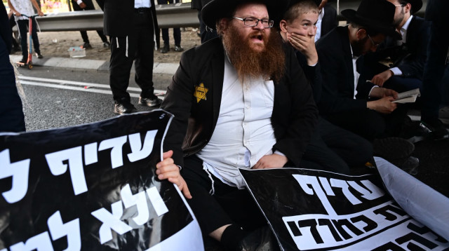 הפגנות חרדים על כביש 4 (צילום: אבשלום ששוני)