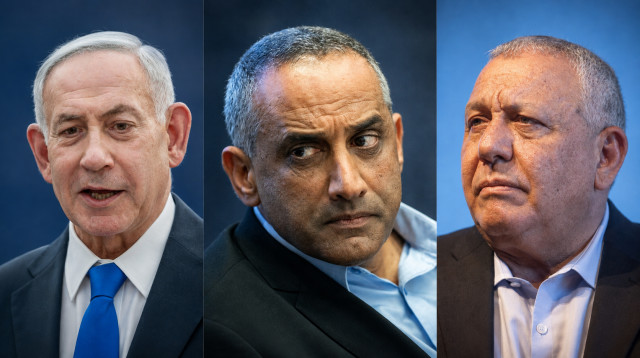 גדי איזנקוט, דדי שמחי, בנימין נתניהו (צילום: יונתן זינדל, פלאש 90,חיים גולדברג, פלאש 90, מרים אלסטר, פלאש 90)