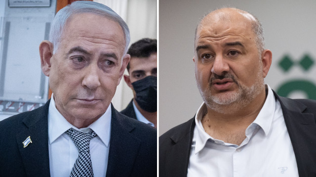 מנסור עבאס, בנימין נתניהו (צילום: יונתן זינדל, פלאש 90)