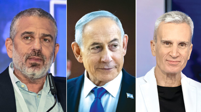ינון מגל, בנימין נתניהו, אברי גלעד (צילום: צילום מסך קשת 12, Arie Leib Abrams/Flash90, יונתן זינדל פלאש 90)