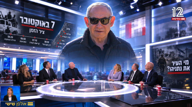 בנימין נתניהו, אולפן שישי (צילום: קובי גדעון לע"מ,צילום מסך חדשות 12,עיבוד מחשב: מעריב אונליין)