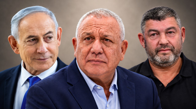 עופר וינטר, גדי איזנקוט, בנימין נתניהו (צילום: פלאש 90)