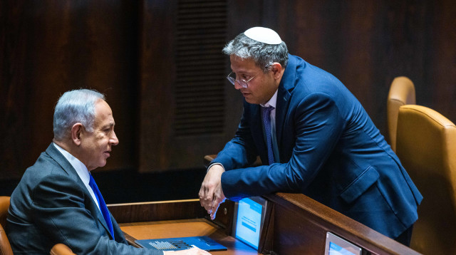 בנימין נתניהו, איתמר בן גביר (צילום: אוליביה פיטוסי, פלאש 90)