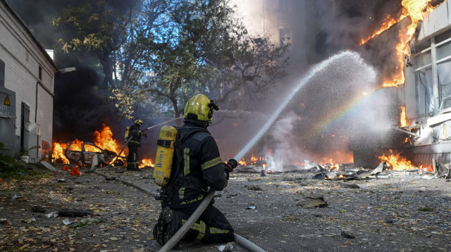 מתקפת מל"טים רוסיים על קייב, אוקראינה (צילום: רויטרס)