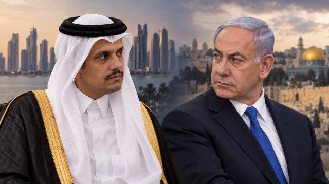 נתניהו וראש ממשלת קטאר (צילום: איור: מעריב אונליין)
