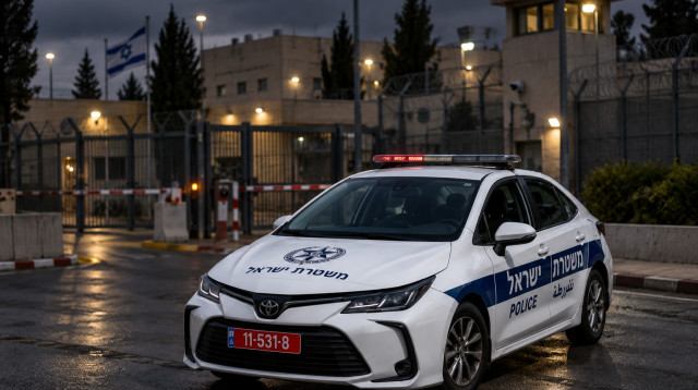 ניידת משטרה לפני מתקן ביטחוני (צילום: יוסי אלוני פלאש 90)