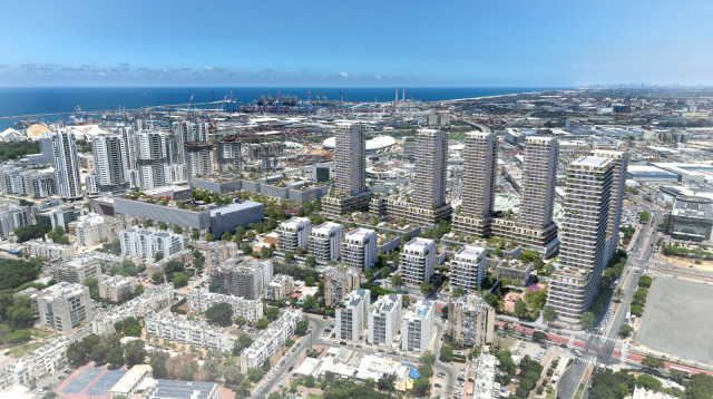 המתחם באשדוד (הדמיה) (צילום: אדריכל אפרים כוינה)