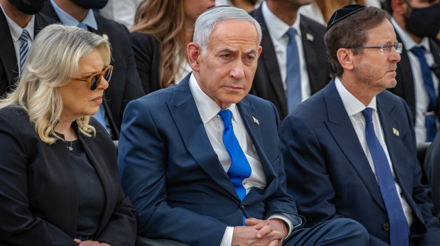 נתניהו בטקס הזיכרון לשבעה באוקטובר (צילום: אוליבייה פיטוסי פלאש 90 )