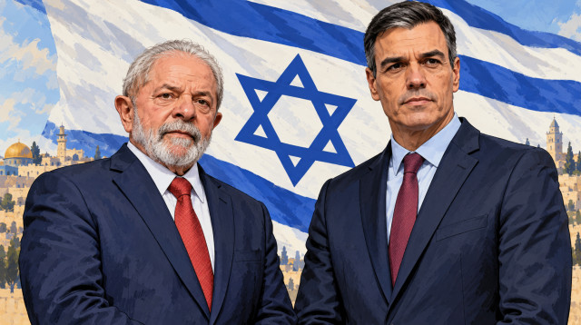 פדרו סאנצ'ס (מימין) ונשיא ברזיל לולה (צילום: איור: מעריב אונליין)