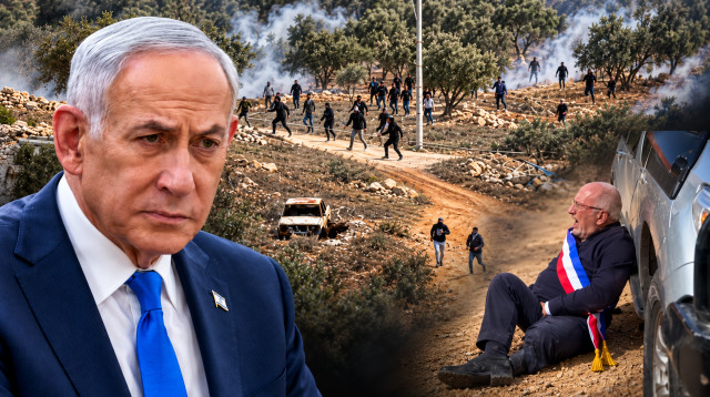 בנימין נתניהו, הנציג הבלגי. תקיפת הדיפלומטים באיו"ש (צילום: אוליביה פיטוסי, פלאש 90,תיעוד ברשתות חברתיות לפי סעיף 27 א' לחוק זכויות יוצרים, רשת X)
