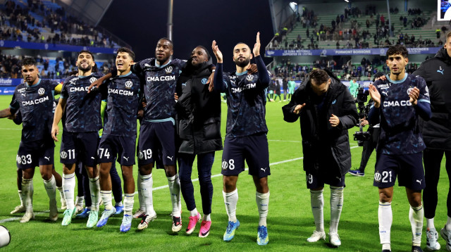 שחקני מארסיי חוגגים (צילום: GettyImages, Xavier Laine)