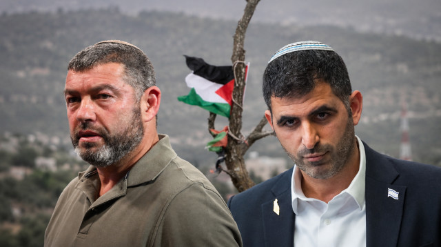 שלמה קרעי ועופר וינטר על רקע דגל פלסטין (צילום: אבשלום ששוני, פלאש 90,נאסר אישתיה פלאש 90,חיים גולדברג פלאש 90)