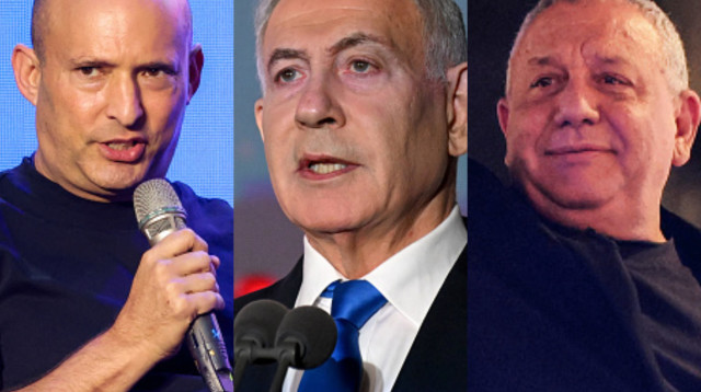 גדי איזנקוט, בנימין נתניהו ונפתלי בנט (צילום: Gettyimages)