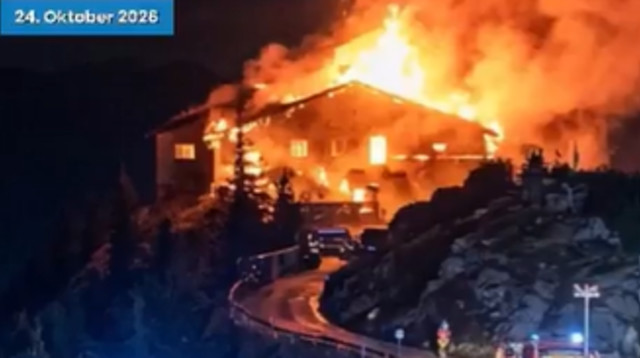 שריפה בקן הנשרים של היטלר (צילום: רשתות חברתיות, שימוש לפי סעיף 27 א')