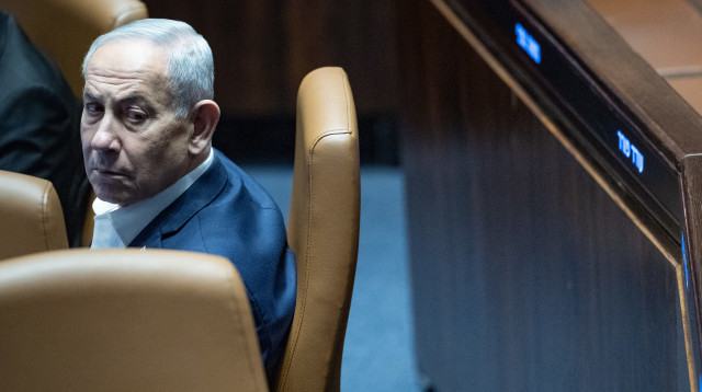 בנימין נתניהו בישיבת הכנסת (צילום: יונתן זינדל פלאש 90)