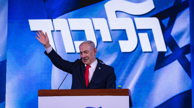 בנימין נתניהו במטה הליכוד (צילום: חיים גולדברג, פלאש 90)