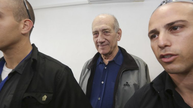 אהוד אולמרט בפתיחת הדיון המחודשת בפרשת טלנסקי  (צילום: גיל יוחנן, פול)