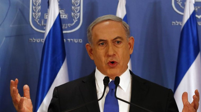 בנימין נתניהו במסיבת עיתונאים אחרי צוק איתן 2 (צילום: רויטרס)