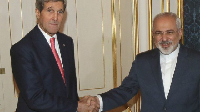 שרי החוץ ג'ון קרי ומוחמד זריף (צילום: רויטרס)
