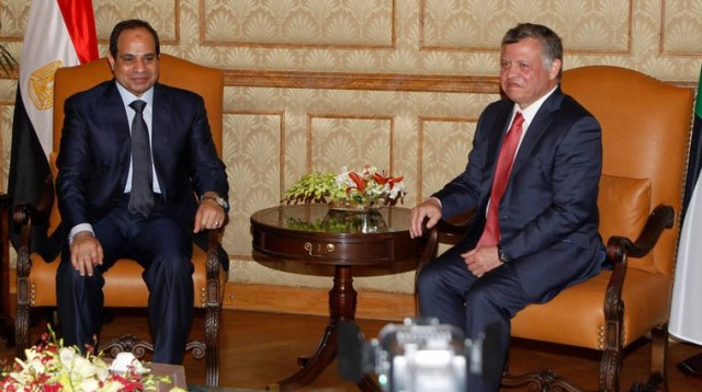 נשיא מצריים סיסי ומלך ירדן עבדאללה בפגישה בעמאן  (צילום: רויטרס)