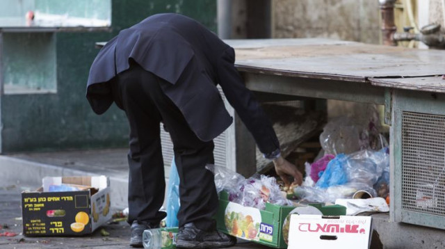 אדם מחפש בזבל (צילום: פלאש 90)