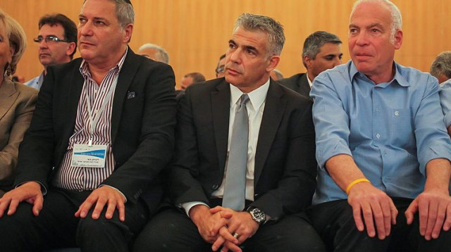 אורי אריאל, יאיר לפיד ובנצי ליברמן (צילום: פלאש 90)