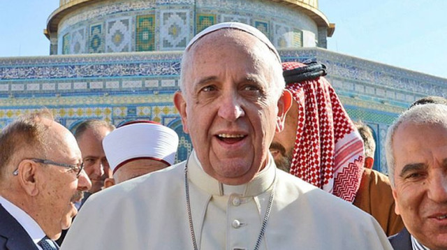 האפיפיור פרנציסקוס בהר הבית (צילום: פלאש 90)