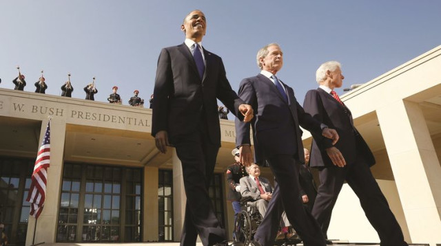נשיאי ארה"ב קלינטון, בוש הבן ואובמה (צילום: רויטרס)