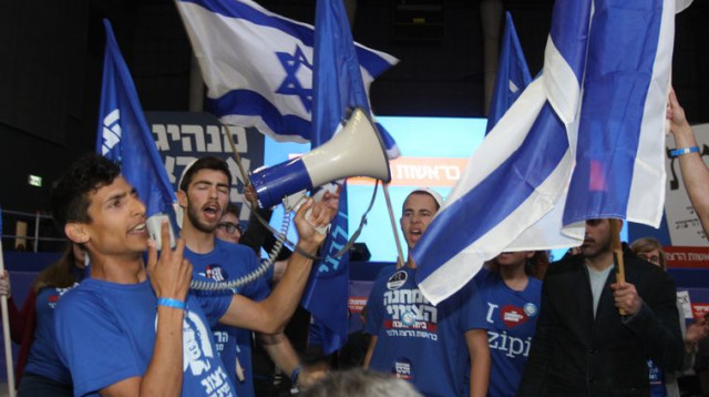 המחנה הציוני לאחר פרסום תוצאות המדגמים (צילום: אריאל בשור)