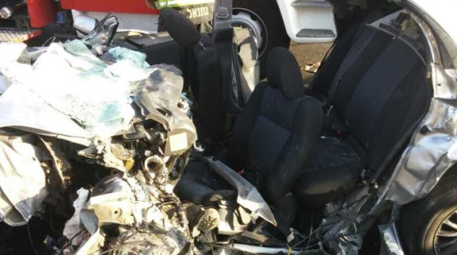 תאונת דרכים בכביש 57 (צילום: כבאות הצלה נתניה)