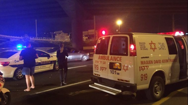 אמבולנס בתאונת דרכים (צילום: שאול היימן, "חדשות 24")