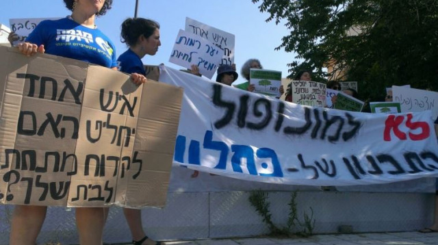 מפגינים נגד רפורמת התכנון של כחלון (צילום: מגמה ירוקה)