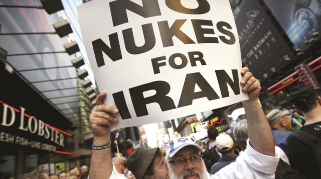הפגנה נגד הסכם הגרעין בניו יורק (צילום: רויטרס)