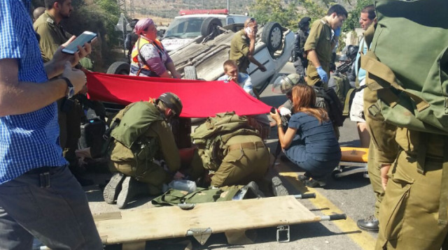 פיגוע דריסה בצומת שילה (צילום: סוכנות תצפית)