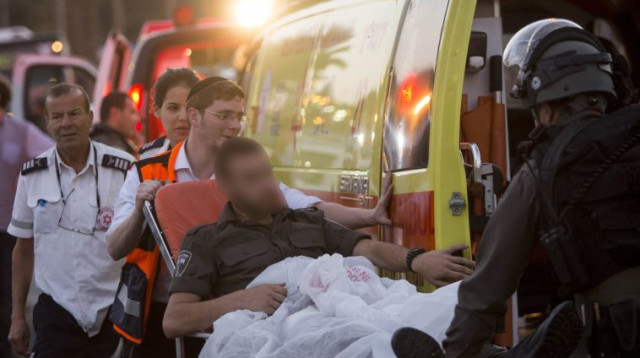 שוטר מג"ב שנפצע בפיגוע ליד שער שכם (צילום: יונתן זינדל, פלאש 90)