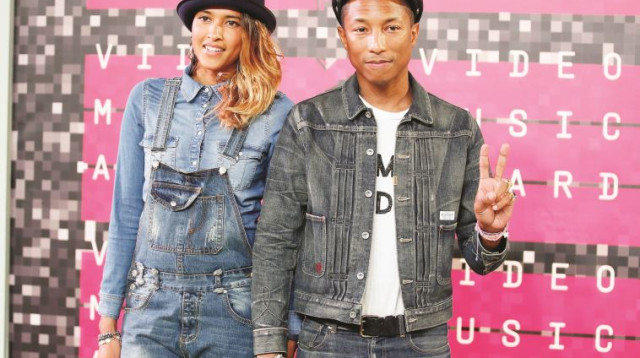 פארל ויליאמס ואשתו הלן לסיצ’ן ב- VMA (צילום: רויטרס)