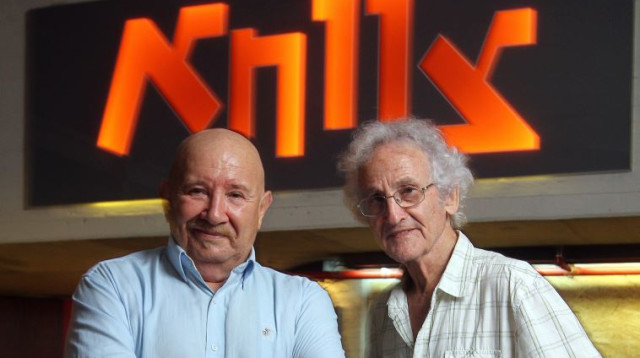 ישראל גוריון ואריה מוסקונה בתיאטרון צוותא (צילום: אריאל בשור)