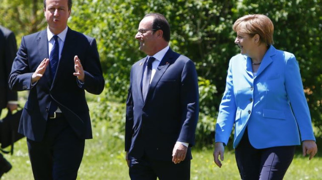 אנגלה מרקל, פרנסואה הולנד ודיוויד קמרון (צילום: רויטרס)