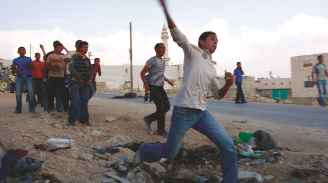 יידוי אבנים בתקוע (צילום: רויטרס)