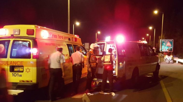 זירת פיגוע הדקירה סמוך לגן שמואל (צילום: מד"א)