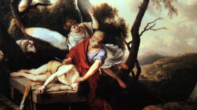 אברהם בעקדת יצחק, ציור: לורן דה להיר, 1650 (צילום: ויקיפדיה)