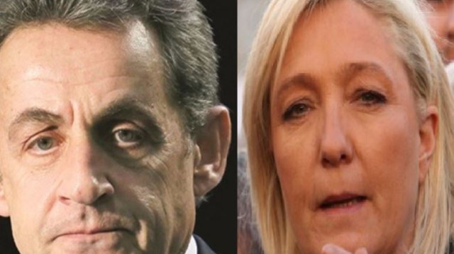 מארין לה פן וניקולה סרקוזי (צילום: Getty images,רויטרס)